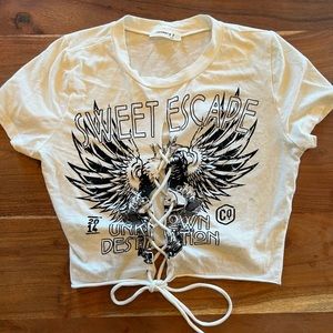 Vintage lace up crop top